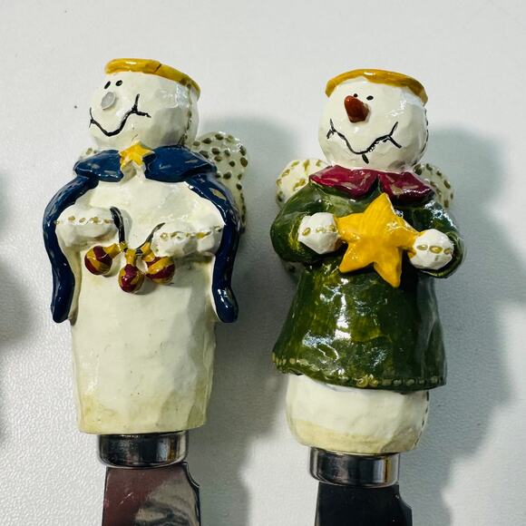 NEW Set of 4 Snowman- Angel Holiday Christmas Spreaders  Dip Cheese - Picture 2 of 8